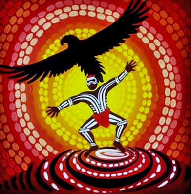 Iluka-Art-&-Design-bunjil-art Bunjil-dancing Nathan Patterson - Iluka Art & Design