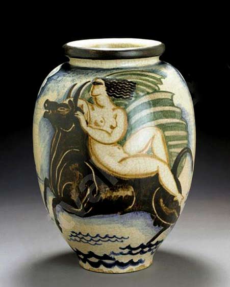 buthaud-rene-1886-1986-france-vase-1871876 Rene Buthaud-ovoid vase with art deco motif of a naked Europa riding a bull