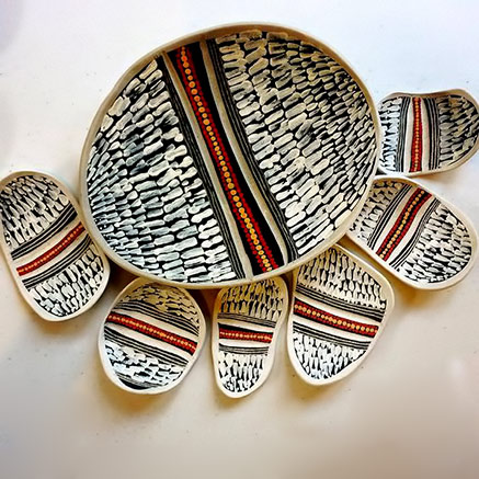 Penny Evans #383 Estaurine Ceramic Bowl Aboriginal artist Penny Evans #383 Estaurine Ceramic Bowl