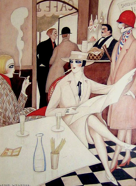 Café-by-Gerda-Wegener Café-by-Gerda-Wegener art deco watercolor