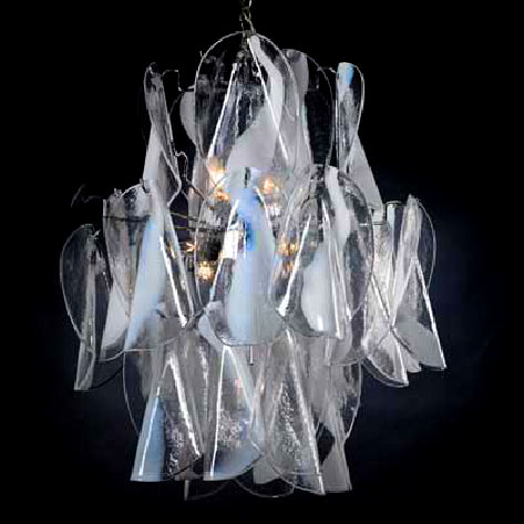 CCAMER-Three-tier-chandelier-with-ruffled-glass-drops,-Italy,-1960s - Copy CCAMER Three-tier chandelier with ruffled glass drops, Italy, 1960s