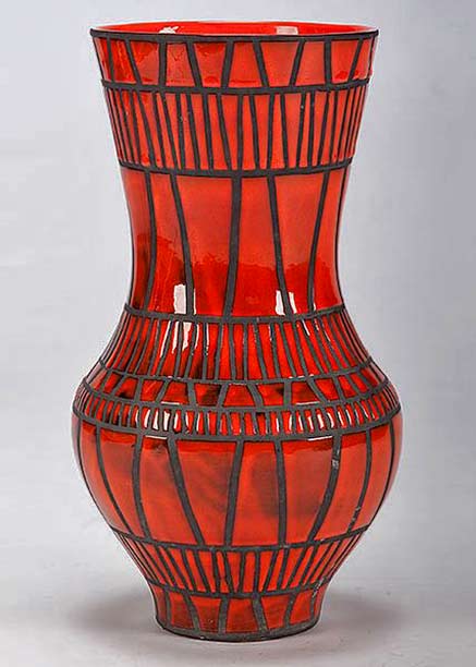 Roger-Capron-french-eramicist capron-red-baluster vase