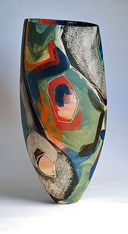 Carolyn-Genders ceramic abstract form and decorated vase