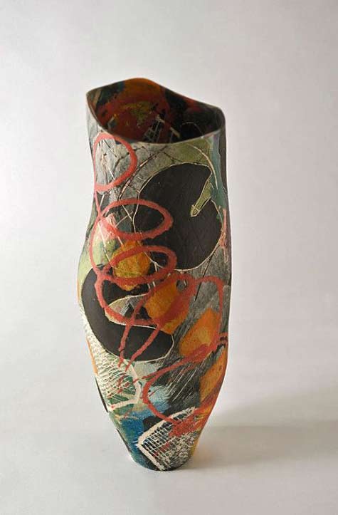 carolyn-genders-ceramic-vase carolyn-genders abstract polychrome decorated vase