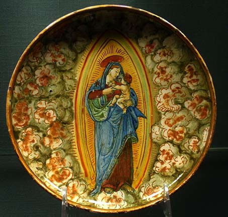 Castel-Durante-prob-lustered-in-Gubbio-by-Giorgio-Andreoli-1530-Dish-Madona-Child-MET-Lehman-w Castel-Durante-prob-lustered-in-Gubbio-by-Giorgio-Andreoli