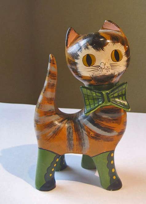 vintage-pussy-cat Cat-Mexican-Style-Figurine paston-etsy Cute kitten with bow tie