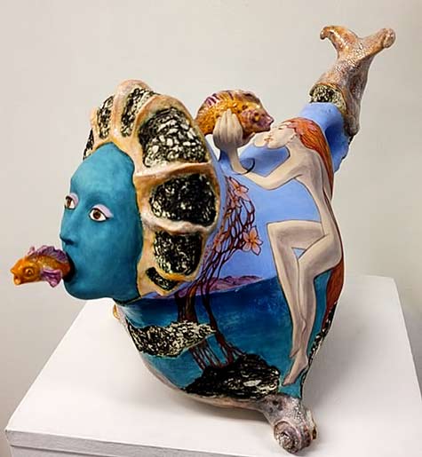 Catch-io-the-Day-by-Natasha-Dikareva-at-SNAart-Gallery Catch-of-the-Day-ceramic teapot by-Natasha-Dikareva