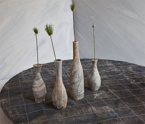 Catherine-White-four-ceramic-bottles Catherine-White---2009-Summer-Solstice 4 pottery bottles