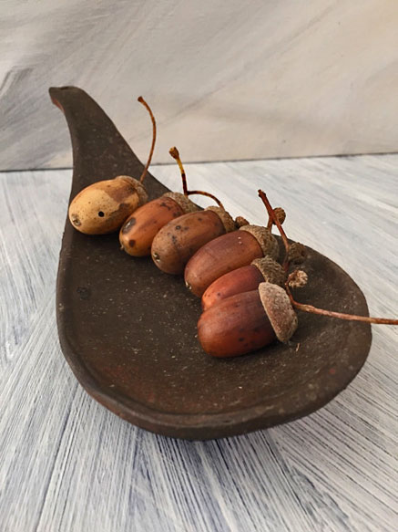 catherine-white-acorns-and-ceramic-spoon Catherine White--Acorn-spoon-October-2014