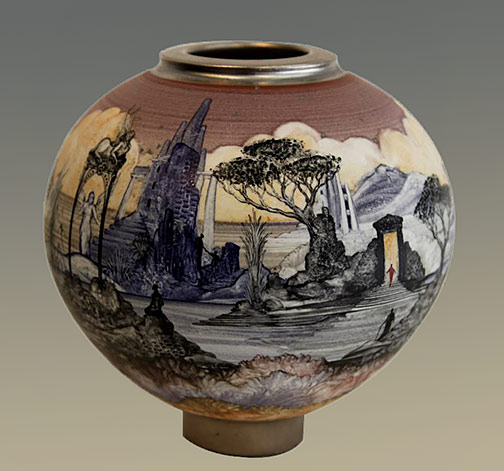 Ceramic-globular-vase-Barocco Ceramic globular vase by Barocco — Richard Tarone and Jacques Massard