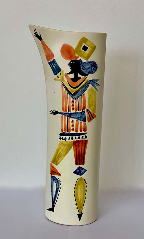 Ceramic-Vase-Pitcher-with-Character-Signed-by-Roger-Capron,-Vallauris,-195os Roger Capron pitcher mid century