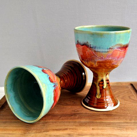 ceramic-wine-gobletsLeo-Wolfe Ceramic Wine Glasses from Lee Wolfe Pottery