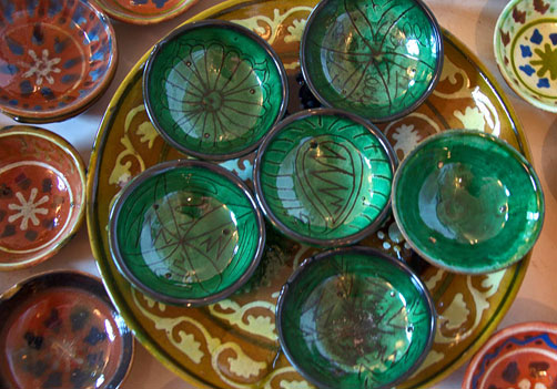 ceramics-uzbek Uzbekistan green bowls