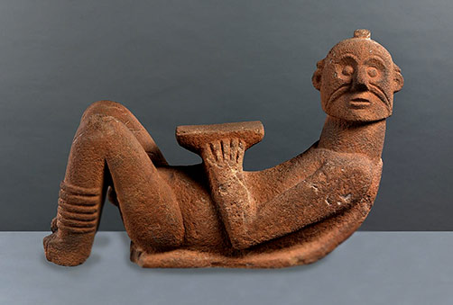 Chacmool--Toltec,-Tzintzuntzan,-Michoacin-1200AD Terracotta reclining figure sculpture - Chacmool--Toltec,-Tzintzuntzan,-Michoacin-1200AD