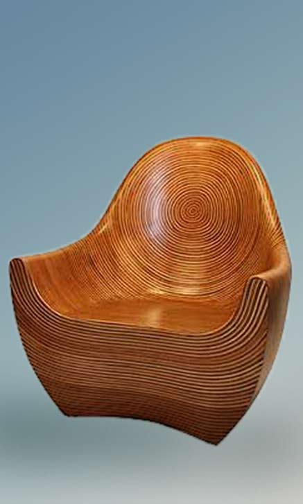 Chair-carved-wood-with-spiral spiral wooden chair