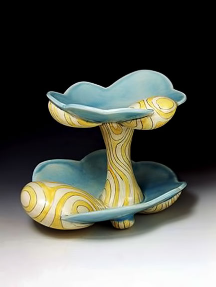 Chandra-DeBuse-Two-Tiered-Treat-Server Chandra-DeBuse-Two-Tiered-Treat-Server-(Blue-and-Yellow) ceramic