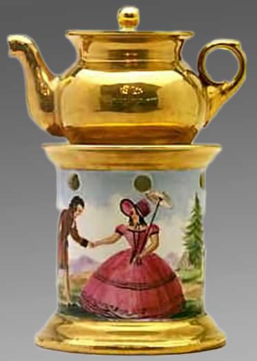 Teapot-P.-Toulluc-1832. Teapot characters-(2)-of-Belle-Epoque.-Signed--Toulluc-1832.