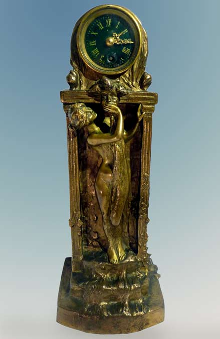 Charles-Korschann,-an-Art-Nouveau-Two-Patina-Bronze-Clock Charles-Korschann,-an-Art-Nouveau-Two-Patina-Bronze-Clock,-1897,-LE-Secret-Robert-Zehil-Gallery-Monte-Carlo
