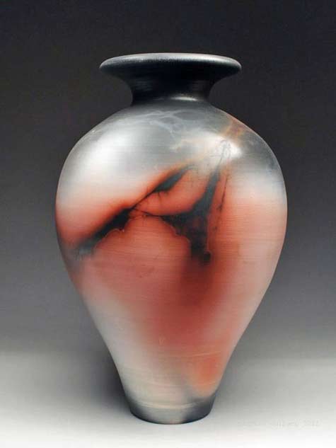 Charlie-Riggs-pottery Charlie-Riggs-raku-baluster vase