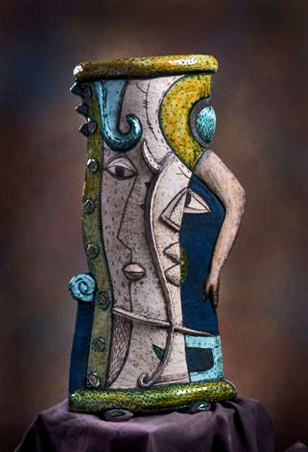 Charmaine-Haines-cubist-vessel Charmaine-Haines--From-her-French-Experience-Collection-photo-Marie-Clair-DeBourg Abstract cubist vase