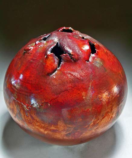 red-ikebana-vessel-Steven Forbes-deSoule chasm-series-ikebana-h10inches Steven Forbes-deSoule