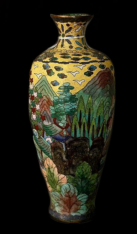Cloisonne-Vase,-Qing-Dynasty,-19th-century Chinese cloisonne bottle neck Vase,-Qing Dynasty,-19th century