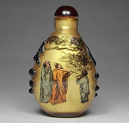 chinese-glass-snuff-bottle Chinese-Handwork-Painting-Hero-Old-Glass-Snuff-Bottle