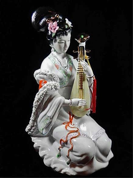 Chinese-female-musician-porcelain Female musician porcelain figurine China
