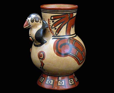 chorotega-handmade-pottery chorotega-handmade-pottery-vessel with bird relief figure