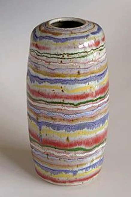 Chris-Barnes-ceramics Chris-Barnes horizontal striped ceramic vessel