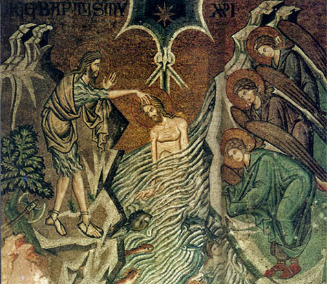 Christ's-baptism---San-Marco-Cathedral-in-Venice,-Italy.-A-fabulous-mosaic. John The Baptist mosaic at San Marco basilica