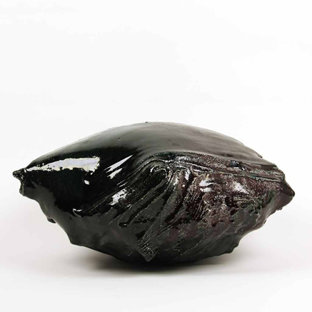Claude-Champy-ceramic-art Claude Champy black glazed ceramic sculpture abstract form