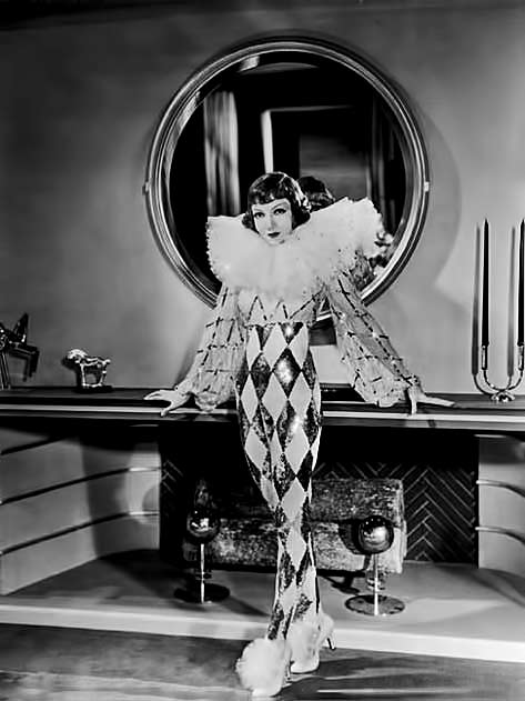 Claudette-Colbert Claudette-Colbert in harlequin costume
