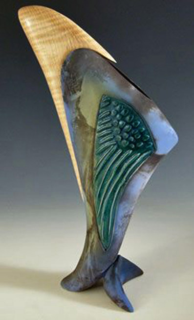 Jan-Jacque-sculpture-abstract Clay-sculpture-and-mirrors-with-wood-accents-by-Jan-Jacque