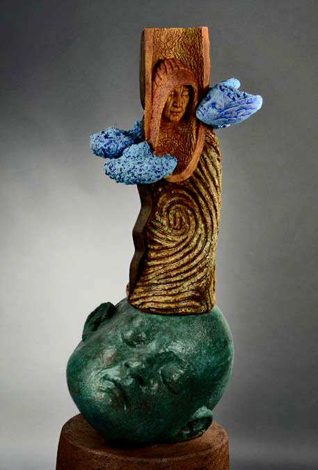 clayton_thiel_bigheads_Visitation-63'-- clayton_thiel_bigheads_Visitation Green head with shaman above