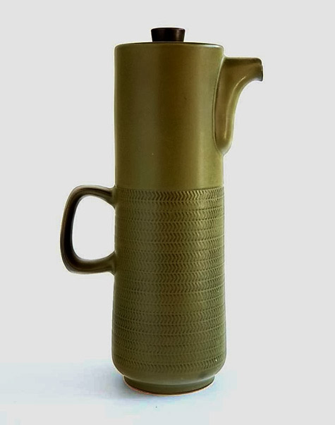 Gillian-Pemberton-design-coffee-pot Olive green Coffee Pot-by-Gillian-Pemberton for Joseph Bourne & Son,