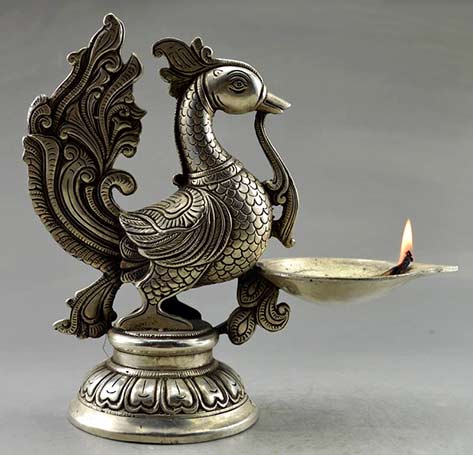 Collectible-Decorated-Old-Handwork-Tibet-Silver-Carved-font-b-Phoenix-b-font-Big-font-b-Candle