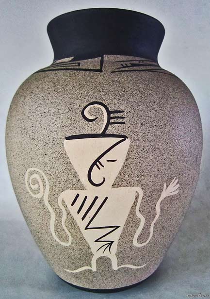 Kachina-vase-kopa-southwestern-design Contemporary-KOPA-Southwestern-Design-Hand-Painted-Pottery-KACHINA-VASE