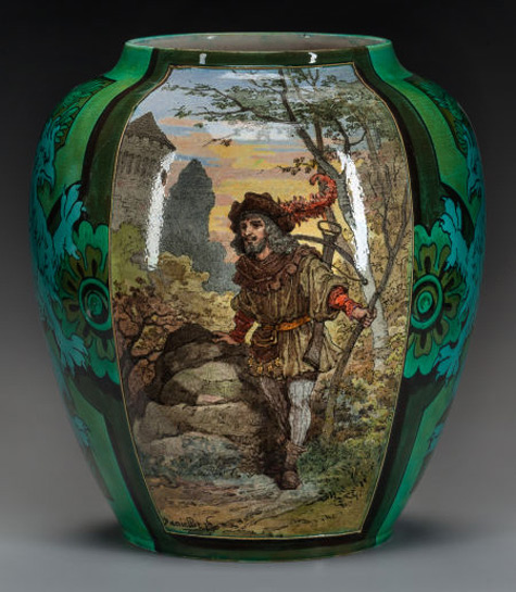 Italian-earthenware-vase CONTINENTAL-HAND-PAINTED-EARTHENWARE-VASE,-circa-1880