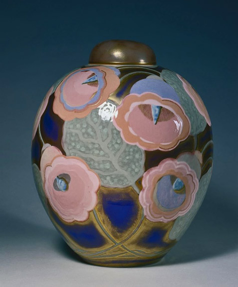 Ovoid Covered-Jar-Jazz-Age-Sevres Ovoid Covered-Jar,-Clochettes,-Mauves---Cleveland-Museum-of-Art - Sèvres Factory (French);Agnes Moreau-Jouin (French);Henri Rapin