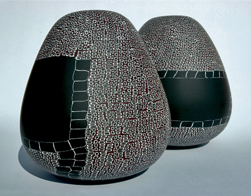 hilary-crawford-murrini-glass-sculpture-493x386 Hilary Crawford Blackout 4/5 Blown murrini glass, machine ground, hand buffed sculptures