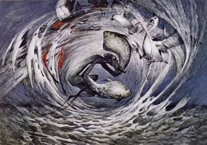 Creation-of-the-Coorong-Birds-by-Ainslie-Roberts -Ainslie-Roberts painting - Creation-of-the-Coorong-Birds