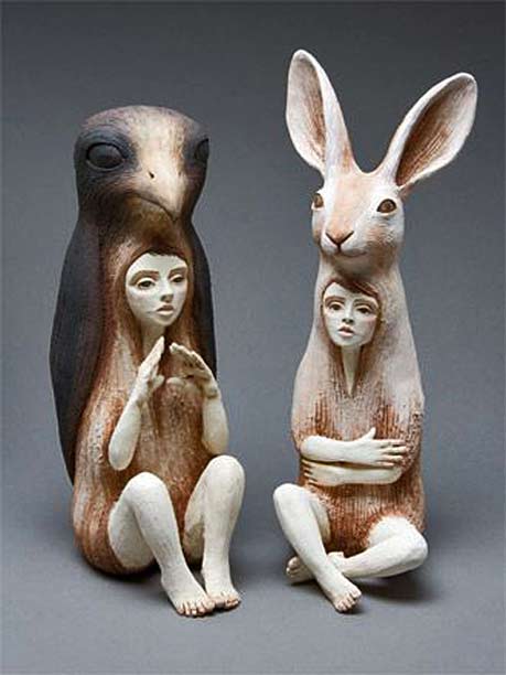 Crystal-Morey-ceramic-figures Crystal-Morey animal spirit figures