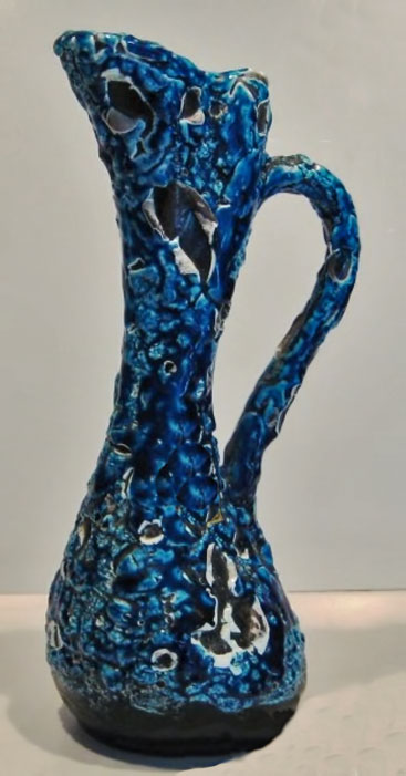 Annecy-lave-glaze-pitcher Cyclope-Pottery-AnnecyLong-necked-decorative-Jug-from-the-Cyclope-pottery-Annecy.--Glazed-in-a-lava-type-glaze-known-as-Emaux-des-Glaciers--
