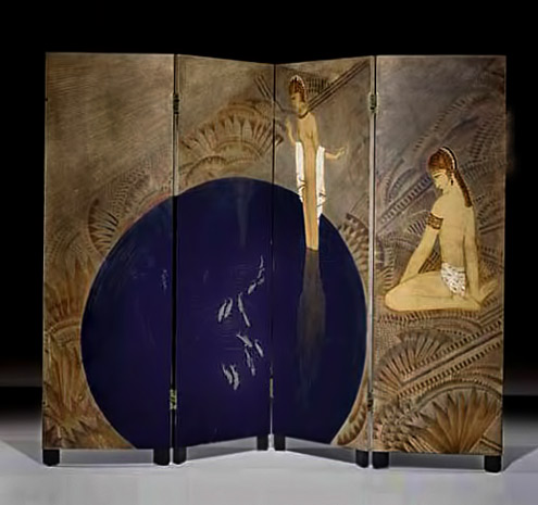 art-deco-paravent-lac-bleu-jean-dunand-495x465 Art Deco multi panel screen