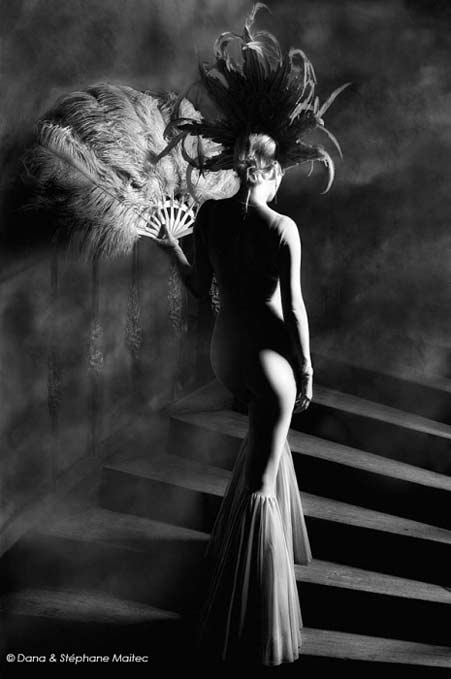 dana-and-stephane-maitec-photography dana-and-stephane-maitec-fashion photography-model on stairs high contrast lighting