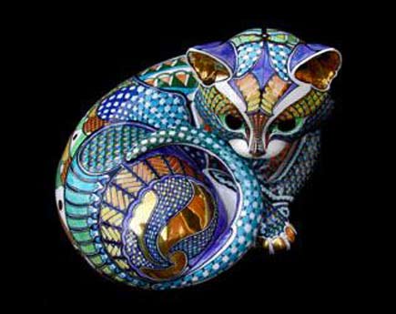 David-Burnham-Smith-multi-colour-cat David-Burnham-Smith abstract pattern polychrome cat sculpture