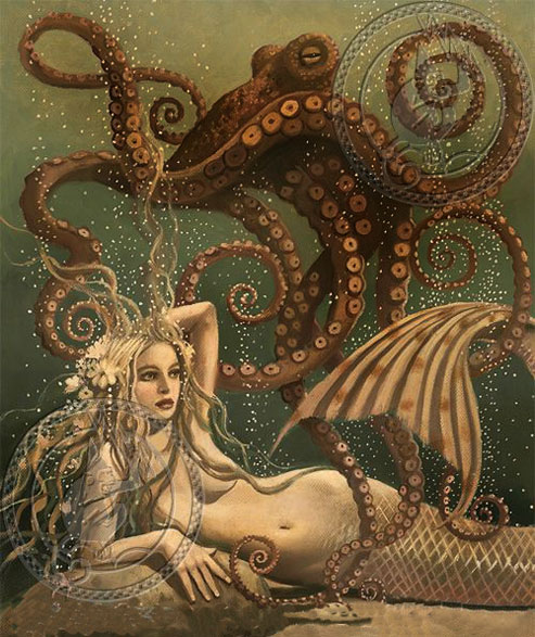 David-Delamare--Mermaid-&-Octopus-No5 David Delamare Mermaid & Octopus