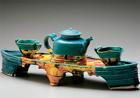 David-Kordansky-Gallery--Tea-Ceremony--4-Parts,--Betty-Woodman David Kordansky GalleryTea Ceremony - 4 Parts, 1984, glazed earthenware, epoxy resin, lacquer, paint, - Betty Woodman
