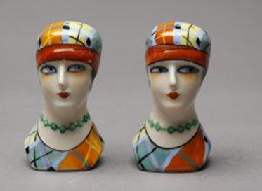 Female-flappers-salt-and-pepper-shakers Art Deco-flapper-female-busts-Salt-Pepper dispensers